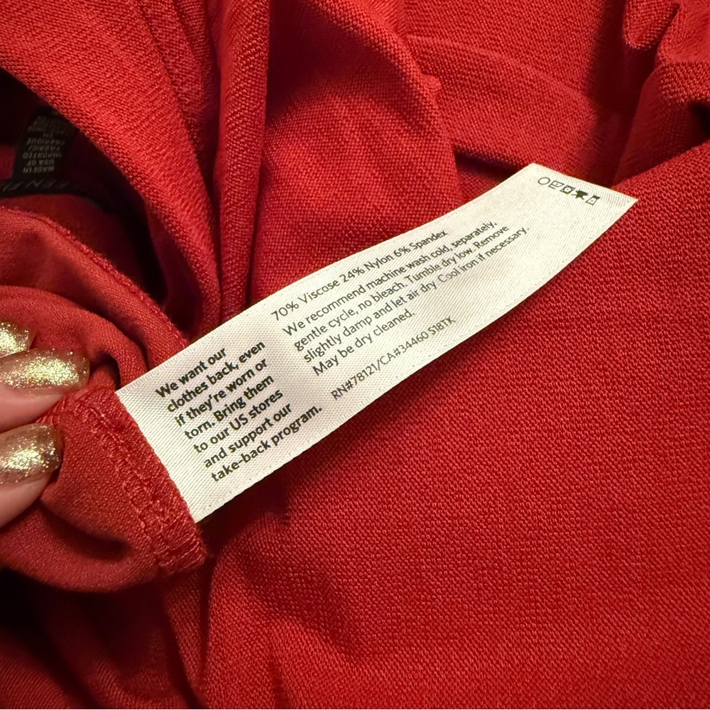 Eileen Fisher Red Stretch Viscose Nylon Leggings - Picture 8 of 8